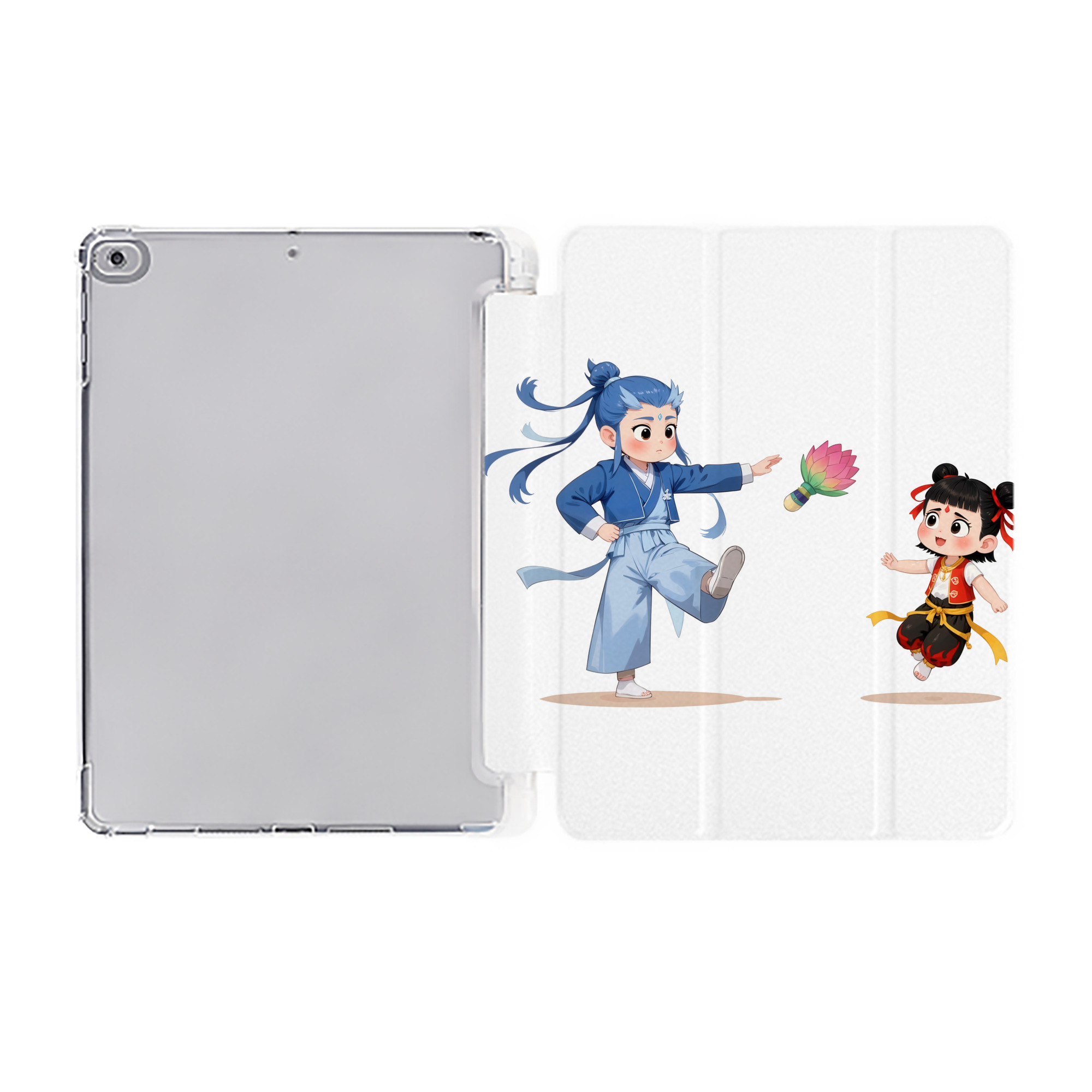 （画像用） Ne Zha 2 ナタ 魔童の大暴れ IPad ケース ペン収納付き 三つ折りスタンド PUレザー×シリコン 対応機種9.5/10.5/10.9インチ